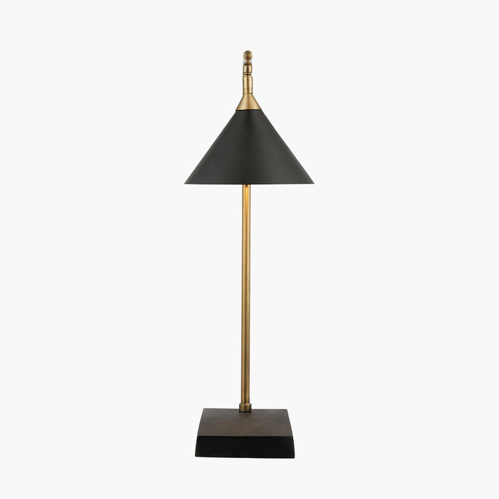 Zeta Matt Black and Antique Brass Table Lamp