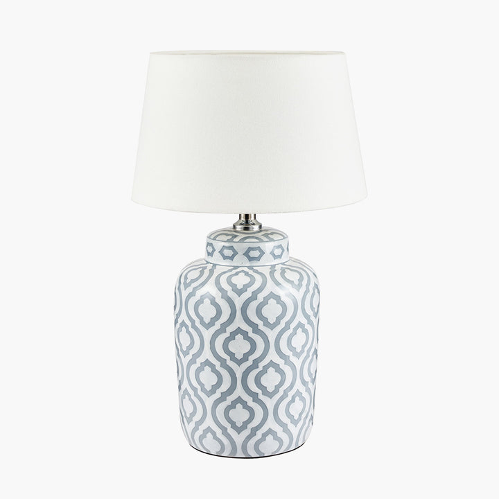 Celia Grey and White Pattern Ceramic Table Lamp Base