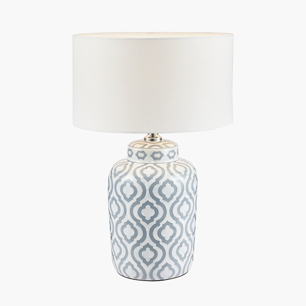 Celia Grey and White Pattern Ceramic Table Lamp Base