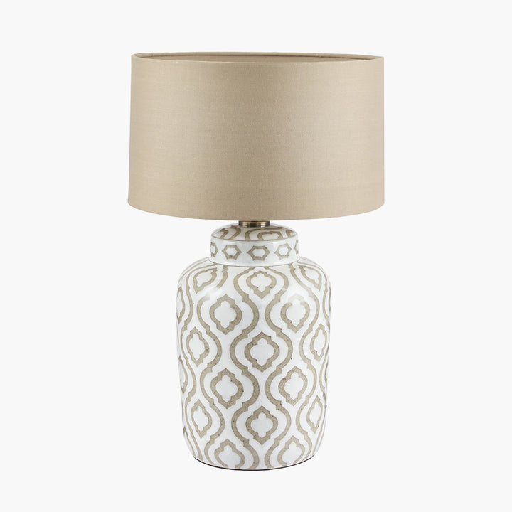 Celia Taupe and White Pattern Ceramic Table Lamp Base