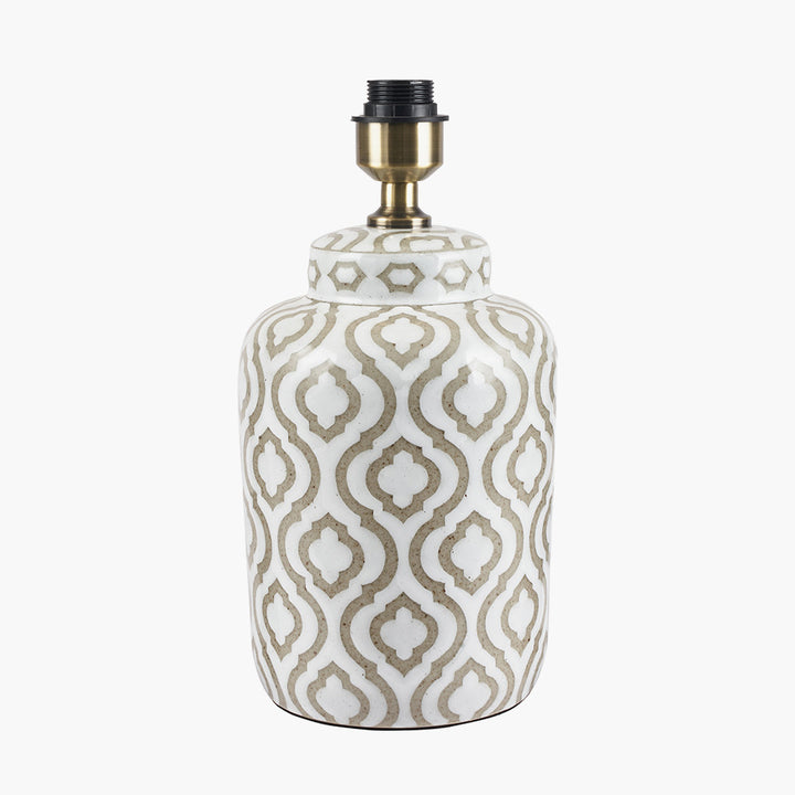 Celia Taupe and White Pattern Ceramic Table Lamp Base