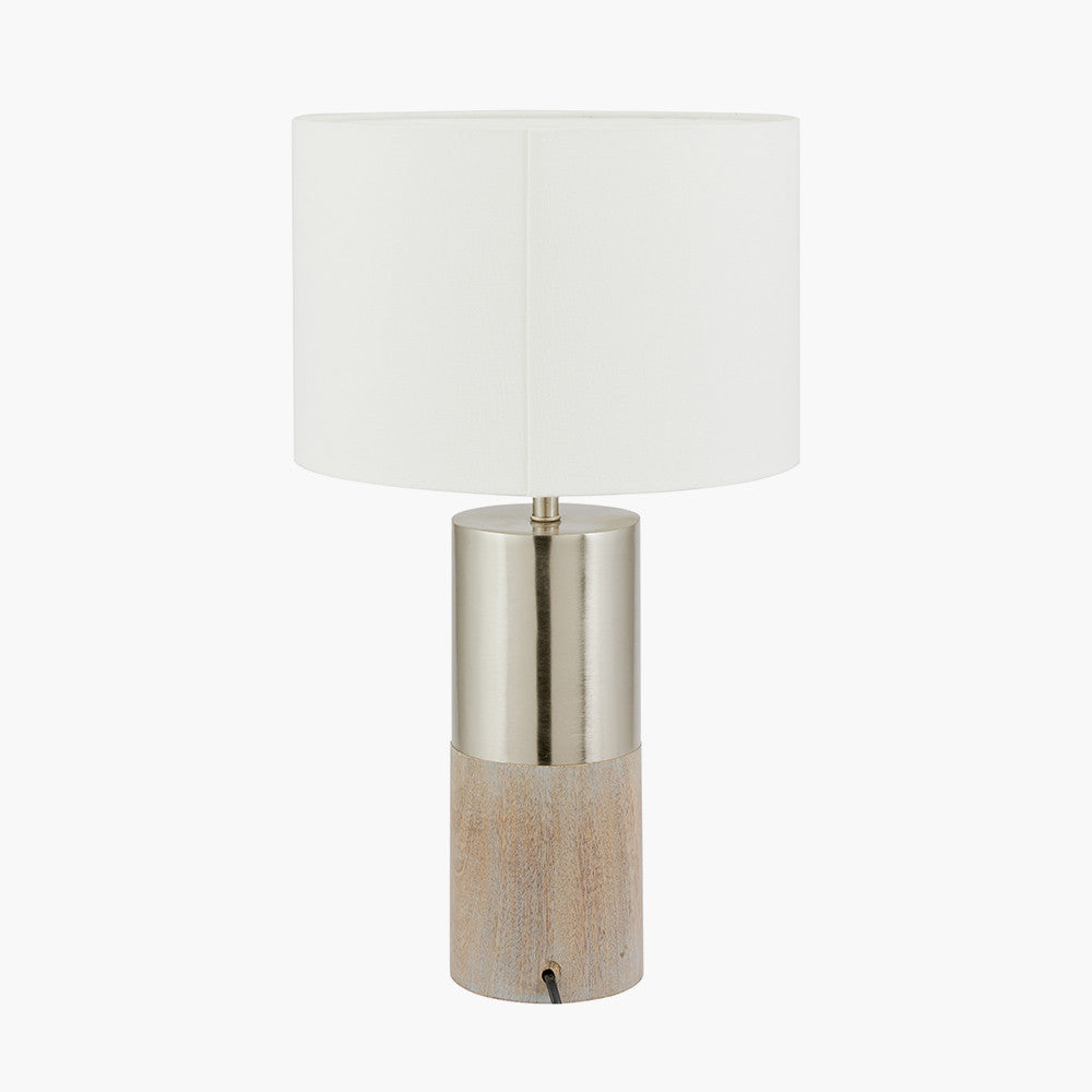 Etosha Grey Wood and Silver Metal Table Lamp