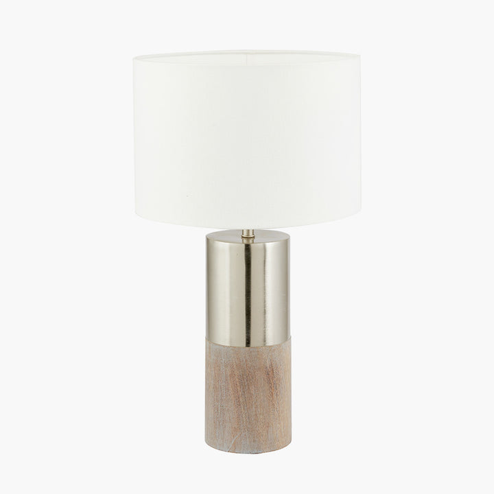 Etosha Grey Wood and Silver Metal Table Lamp