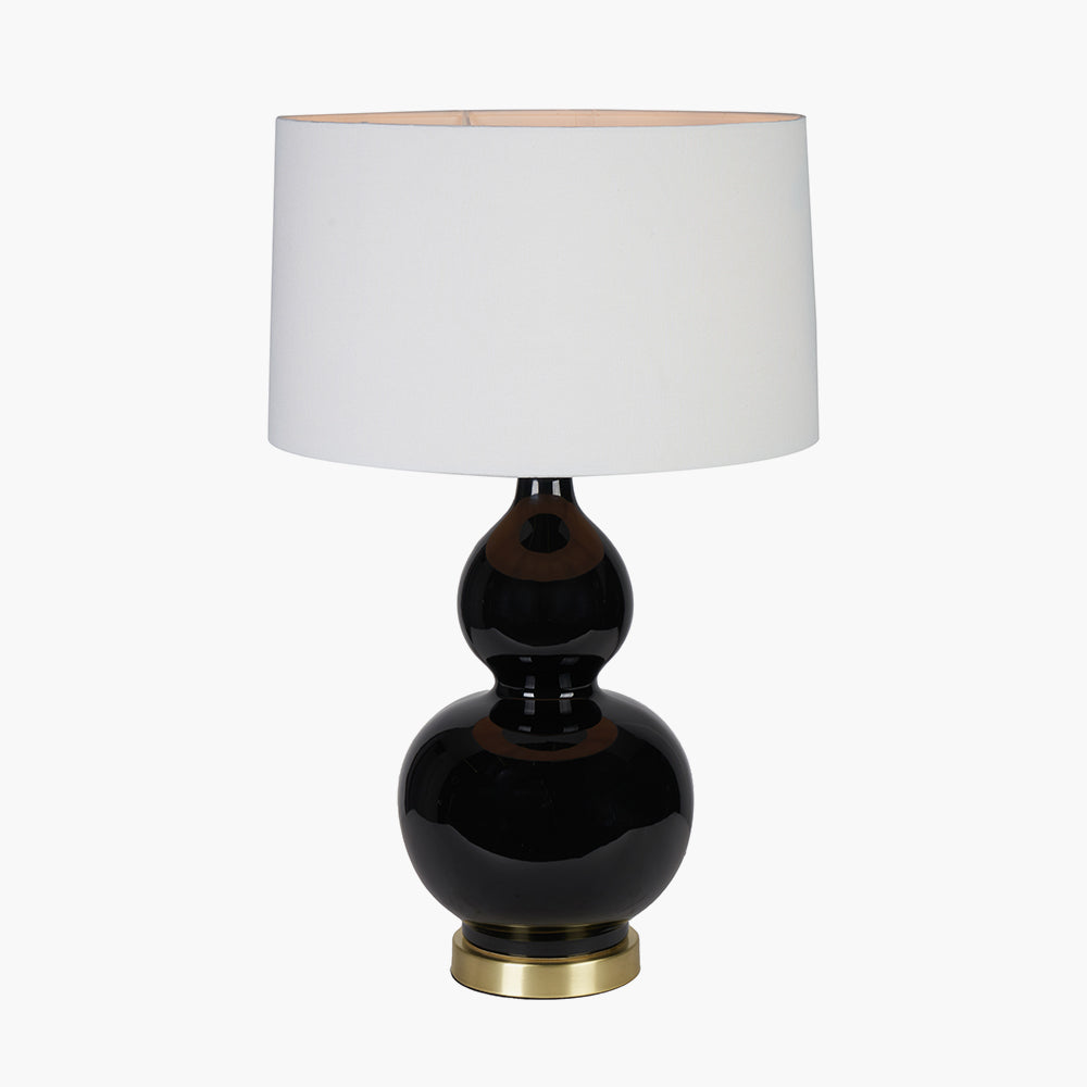 Gatsby Black Ceramic Table Lamp With Brushed Gold Metal Detail