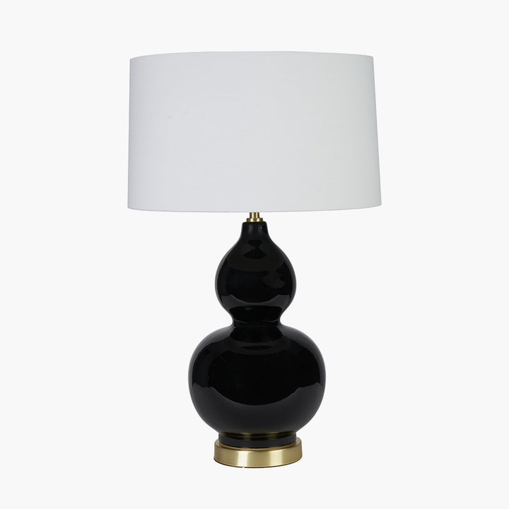 Gatsby Black Ceramic Table Lamp With Brushed Gold Metal Detail