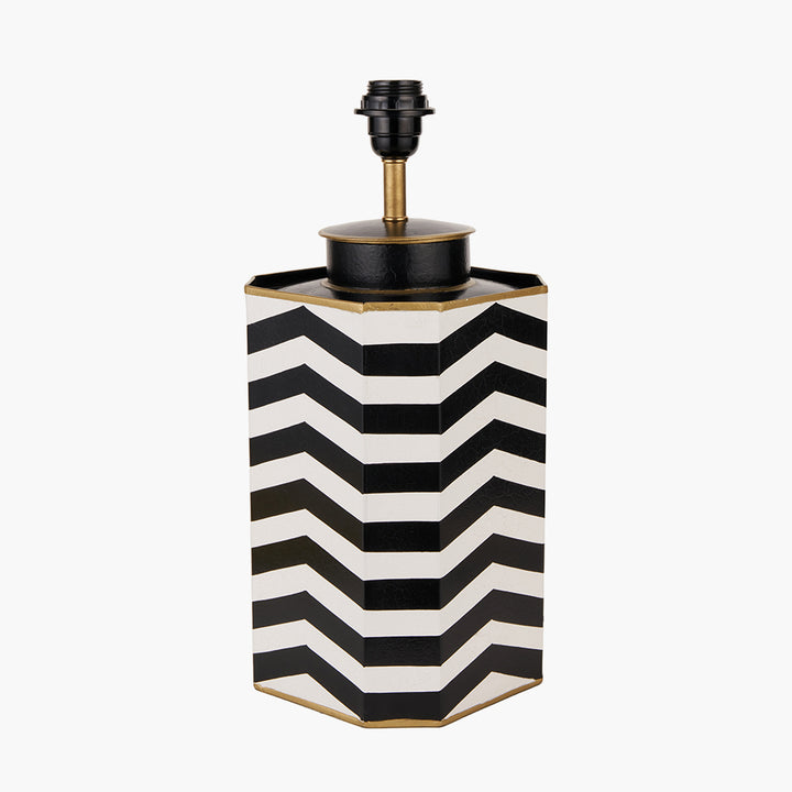 Oskar Black and White Chevron Hand Painted Metal Table Lamp Base