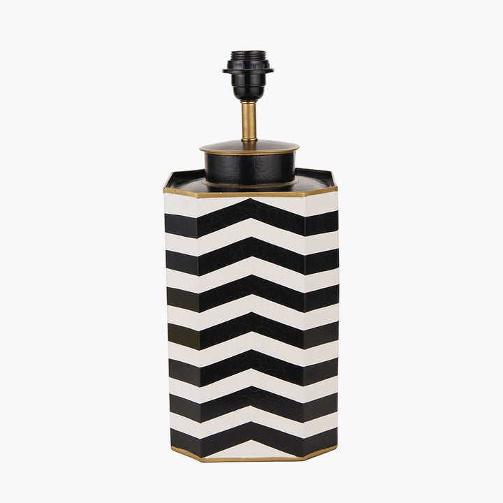 Oskar Black and White Chevron Hand Painted Metal Table Lamp Base