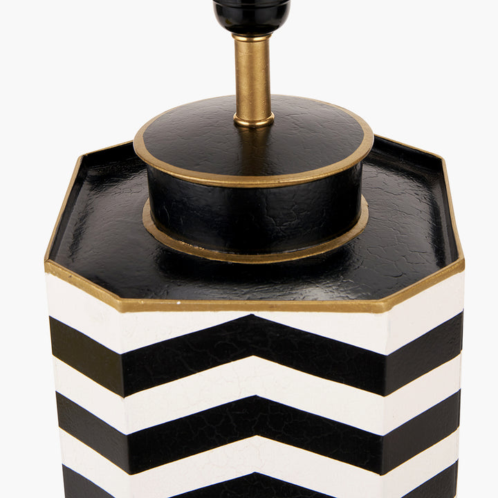 Oskar Black and White Chevron Hand Painted Metal Table Lamp Base