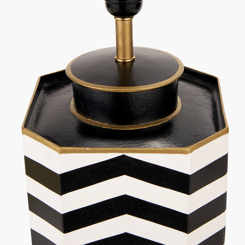 Oskar Black and White Chevron Hand Painted Metal Table Lamp Base