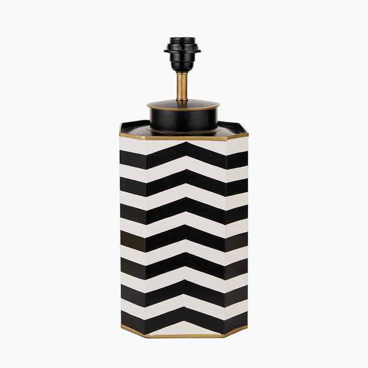 Oskar Black and White Chevron Hand Painted Metal Table Lamp Base