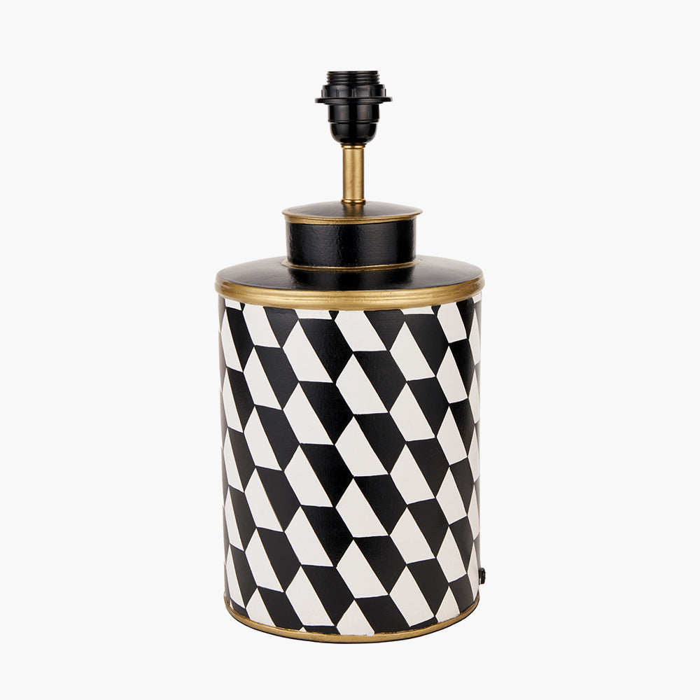 Victor Black and White Geometric Hand Painted Metal Table Lamp Base