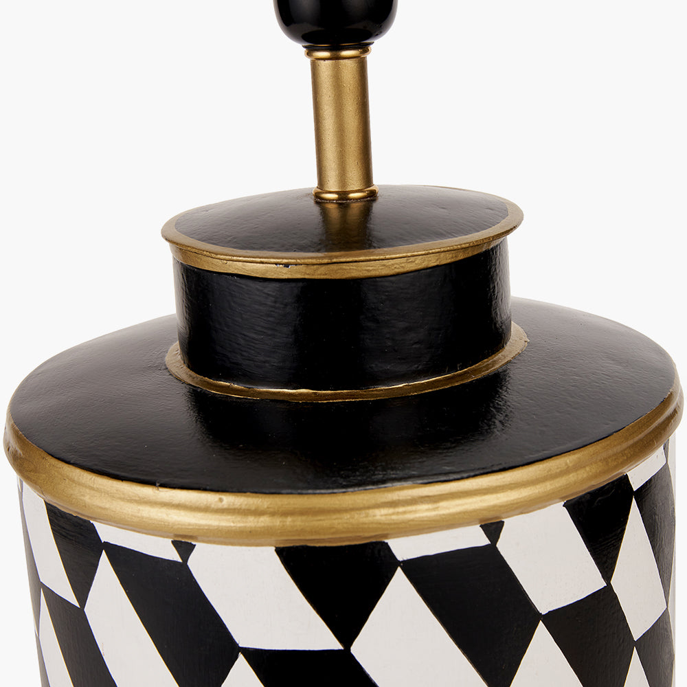 Victor Black and White Geometric Hand Painted Metal Table Lamp Base