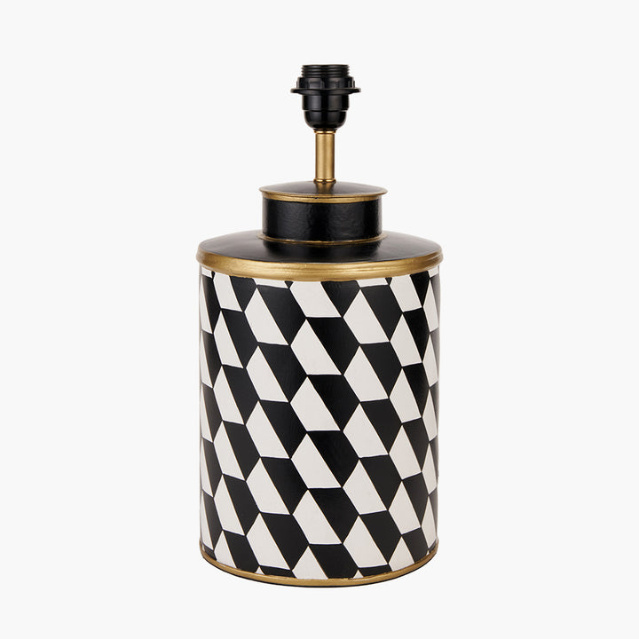 Victor Black and White Geometric Hand Painted Metal Table Lamp Base