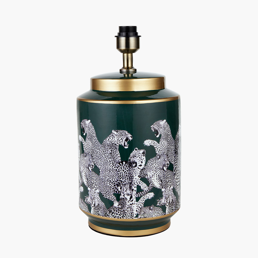 Saskia Forest Green Tall Cheetah Ceramic Table Lamp Base