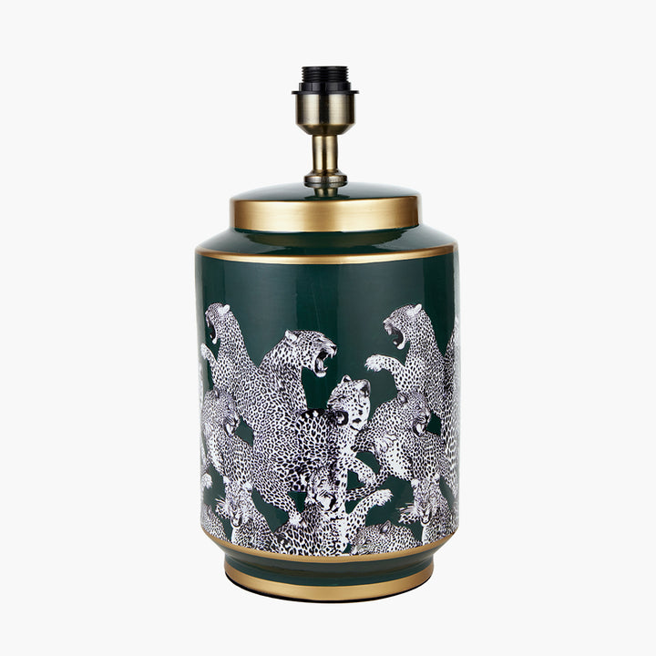 Saskia Forest Green Tall Cheetah Ceramic Table Lamp Base