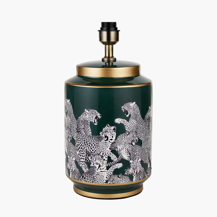 Saskia Forest Green Tall Cheetah Ceramic Table Lamp Base