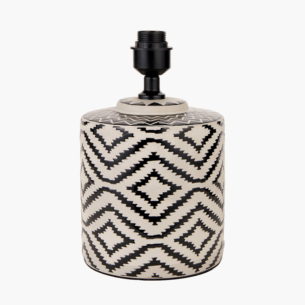 Chirala Black and White Ikat Ceramic Table Lamp Base