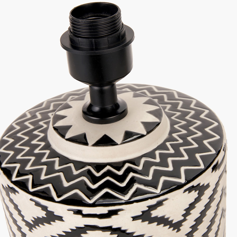 Chirala Black and White Ikat Ceramic Table Lamp Base