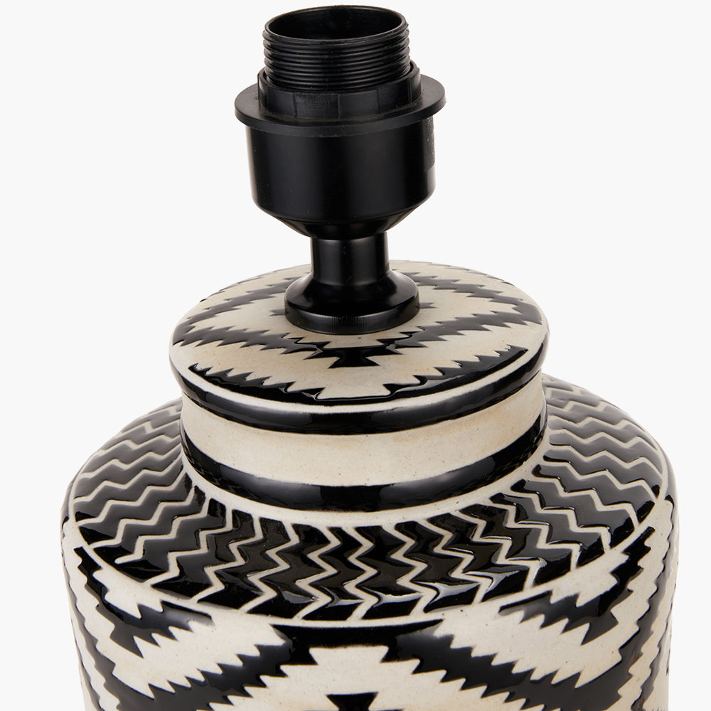 Chirala Black and White Tall Ikat Ceramic Table Lamp Base