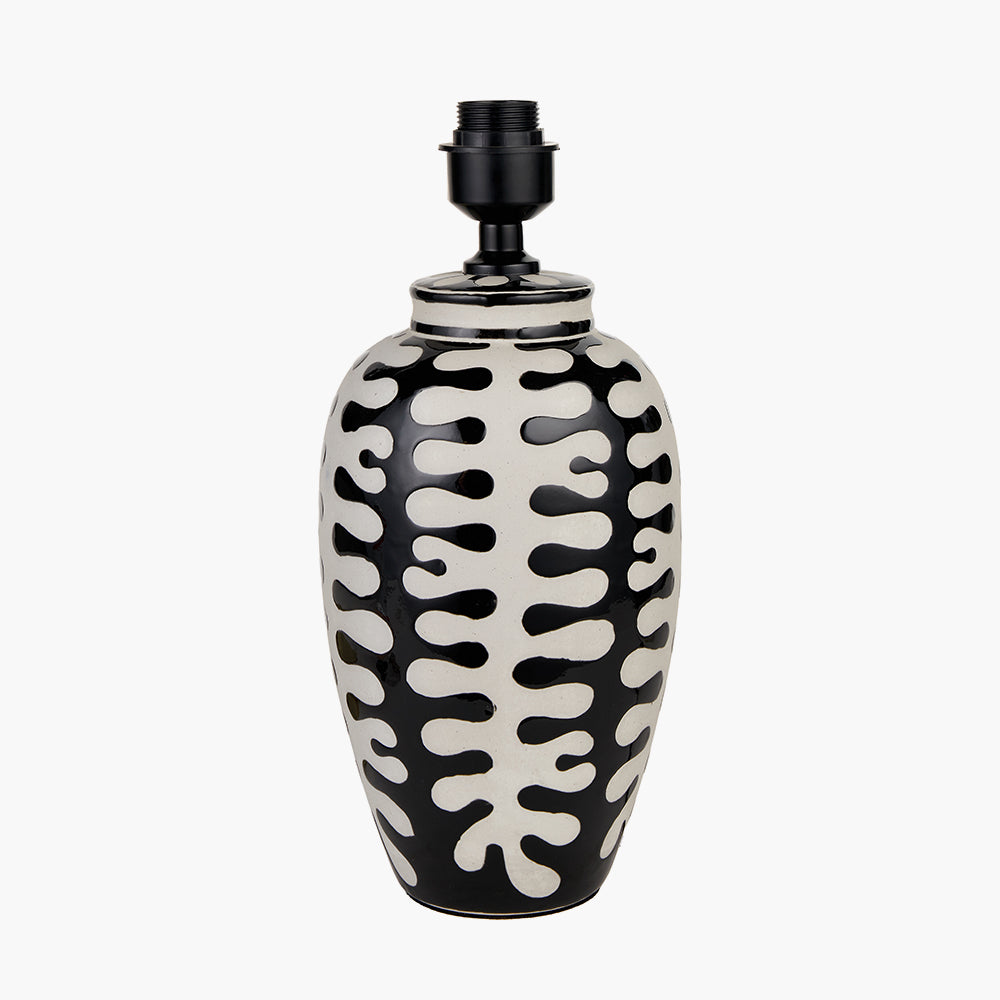 Elkorn Black and White Tall Coral Ceramic Table Lamp Base