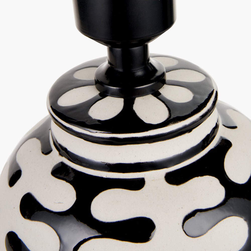 Elkorn Black and White Tall Coral Ceramic Table Lamp Base