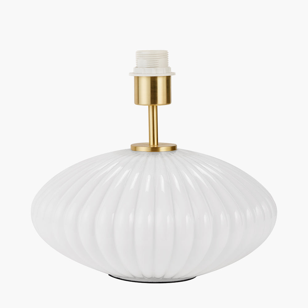 Emilia White Ribbed Glass and Gold Metal Oval Table Lamp Base