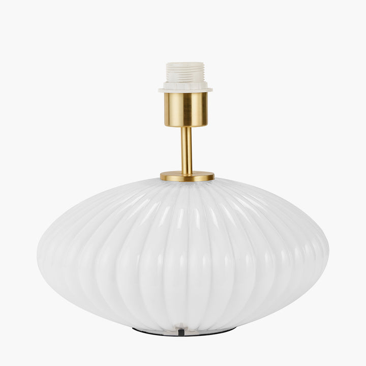 Emilia White Ribbed Glass and Gold Metal Oval Table Lamp Base