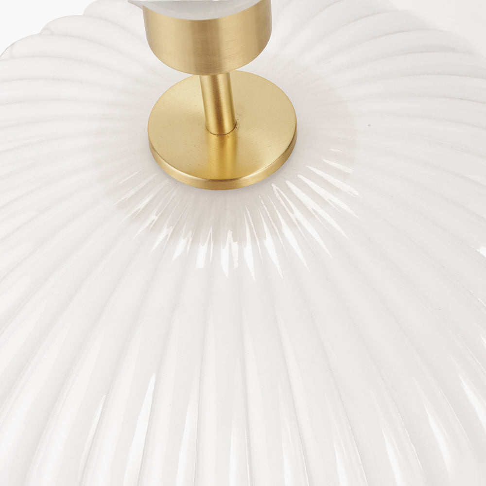 Emilia White Ribbed Glass and Gold Metal Oval Table Lamp Base