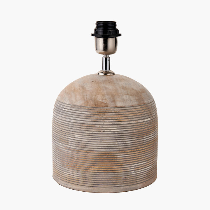 Nelu Grey Engraved Wood Dome Table Lamp Base