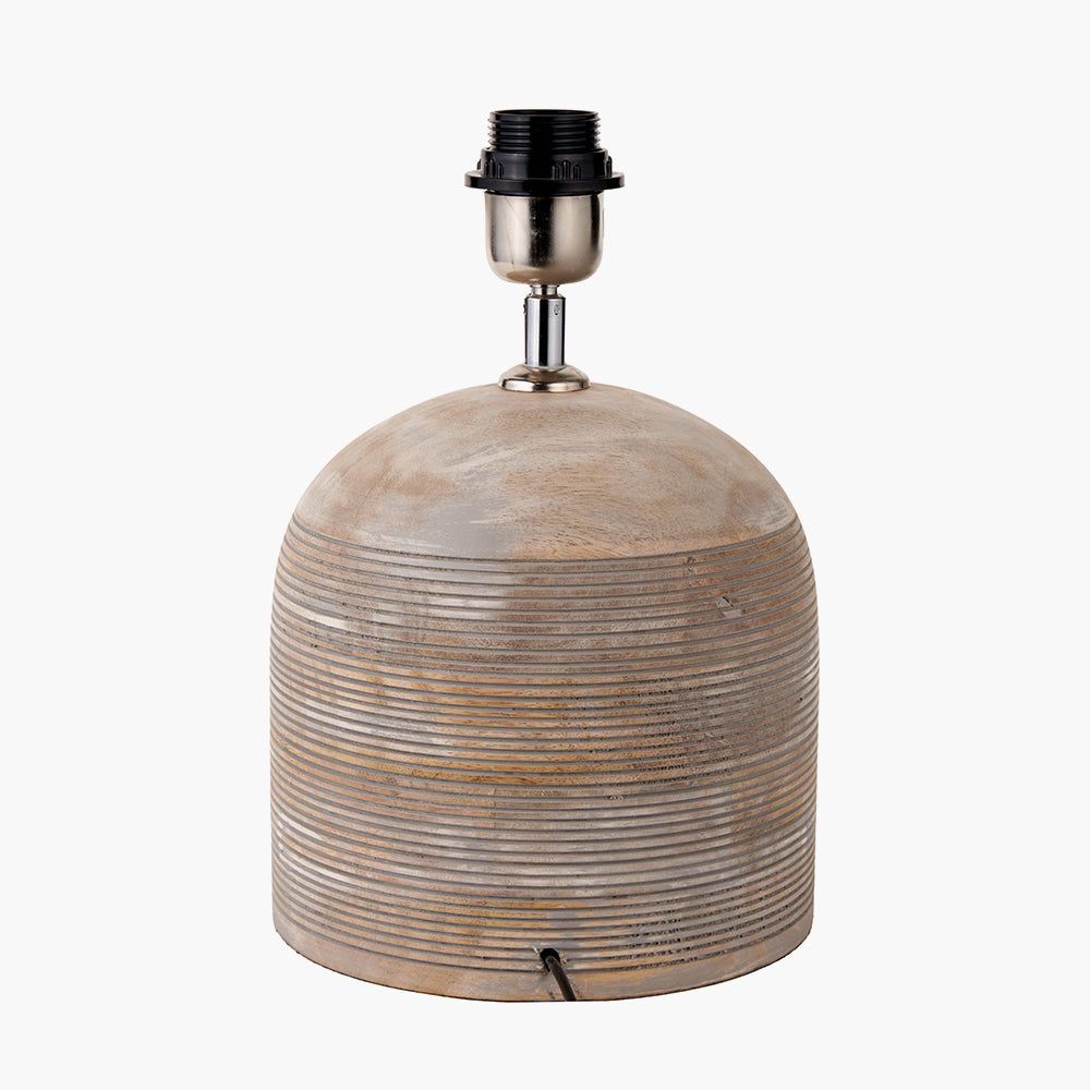 Nelu Grey Engraved Wood Dome Table Lamp Base