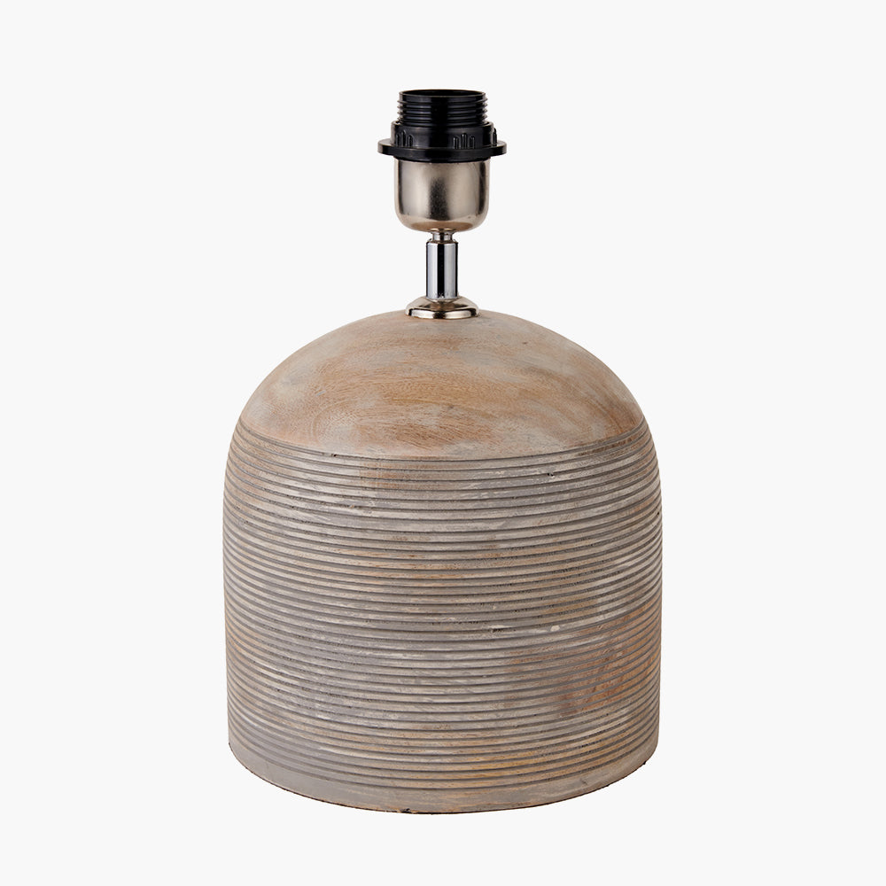 Nelu Grey Engraved Wood Dome Table Lamp Base