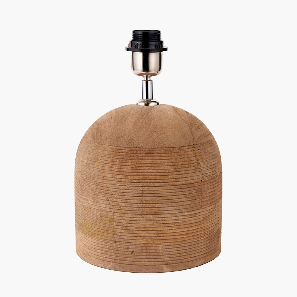 Nelu Natural Engraved Wood Dome Table Lamp Base