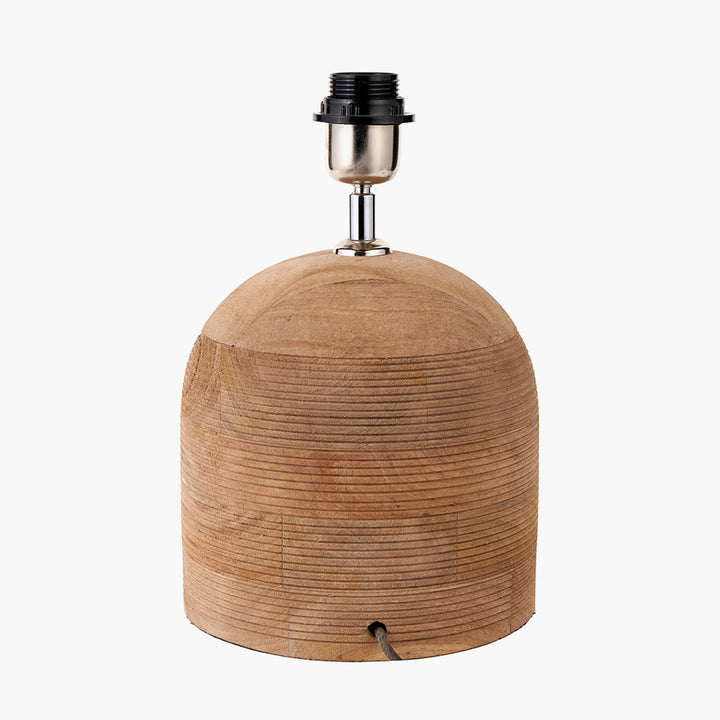 Nelu Natural Engraved Wood Dome Table Lamp Base