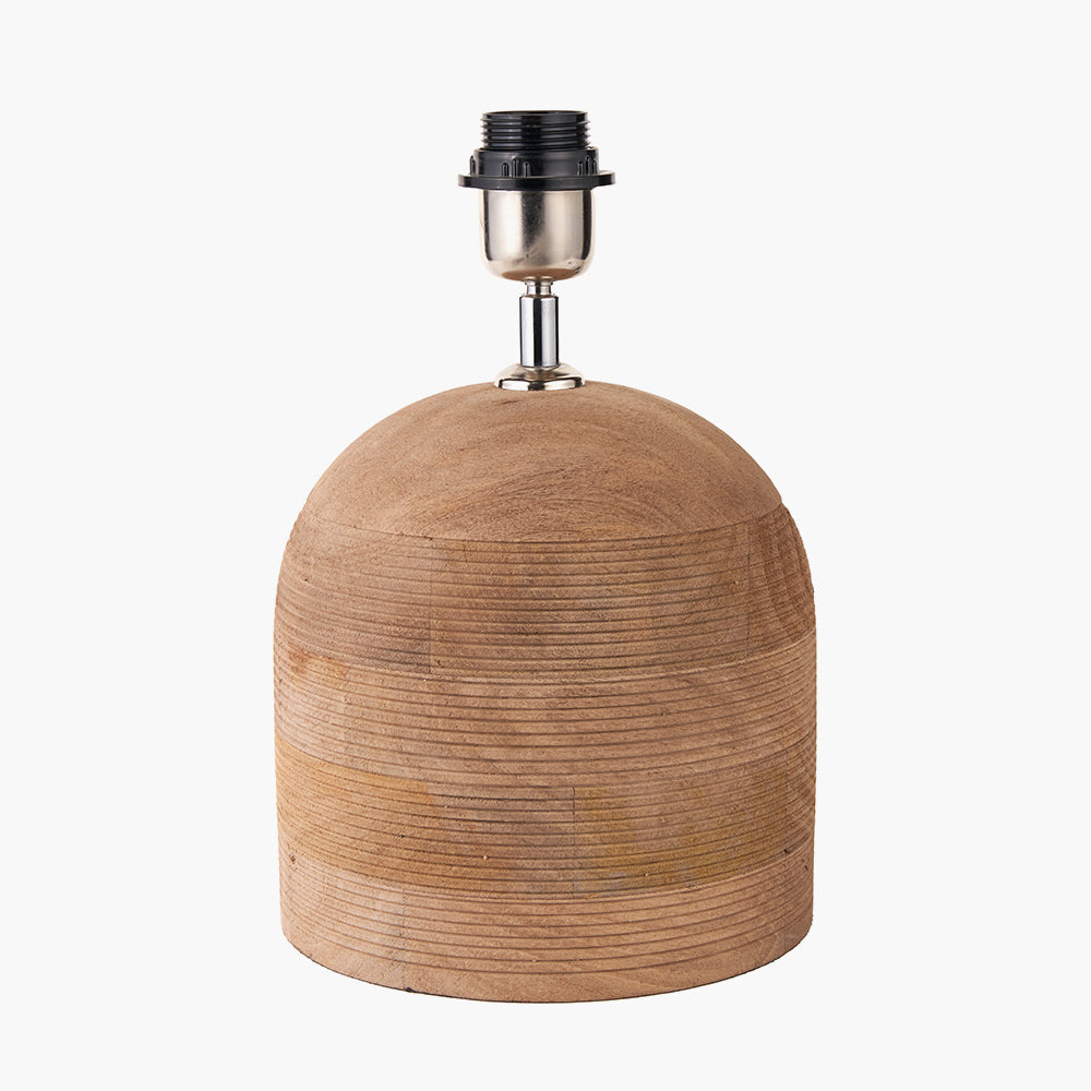 Nelu Natural Engraved Wood Dome Table Lamp Base