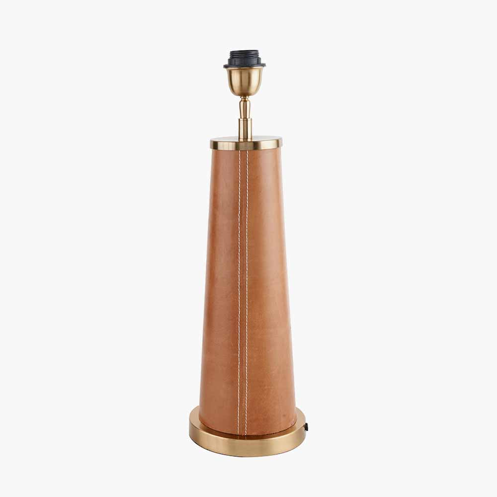 Laurence Tan Leather and Brass Table Lamp Base