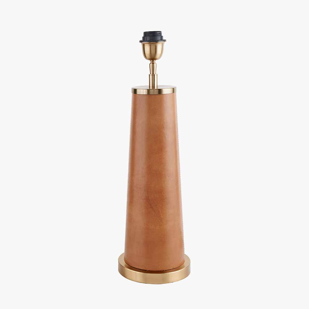 Laurence Tan Leather and Brass Table Lamp Base