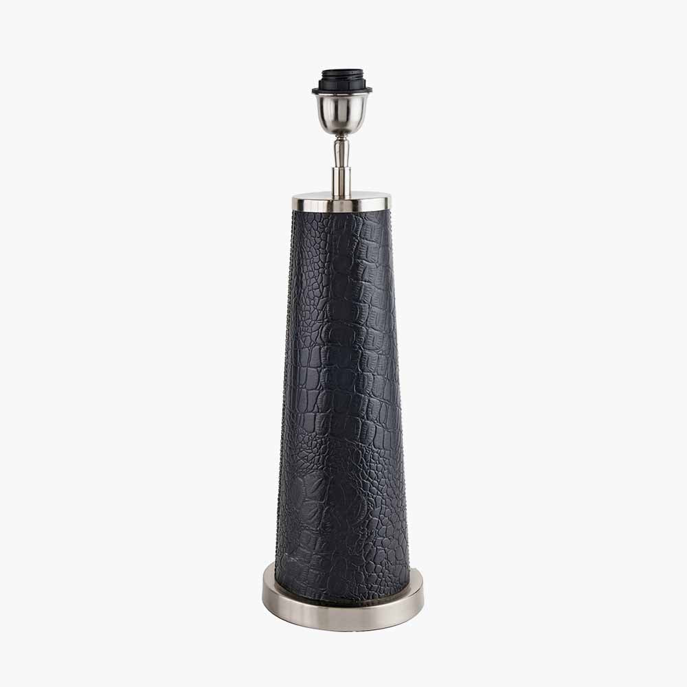 Laurence Black Croc Leather and Silver Table Lamp Base