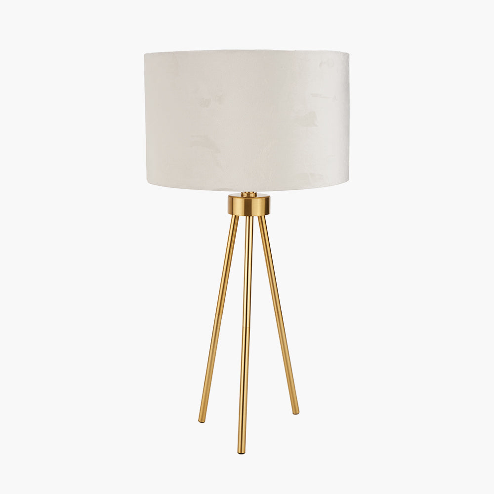 Houston Brushed Brass Metal Tripod Table Lamp