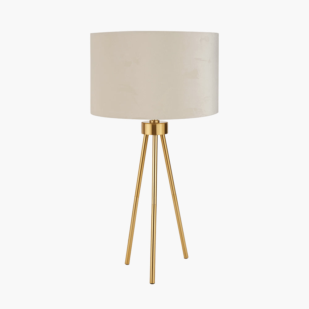 Houston Brushed Brass Metal Tripod Table Lamp