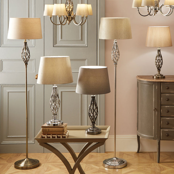 Jenna Silver Metal Twist Detail Floor Lamp