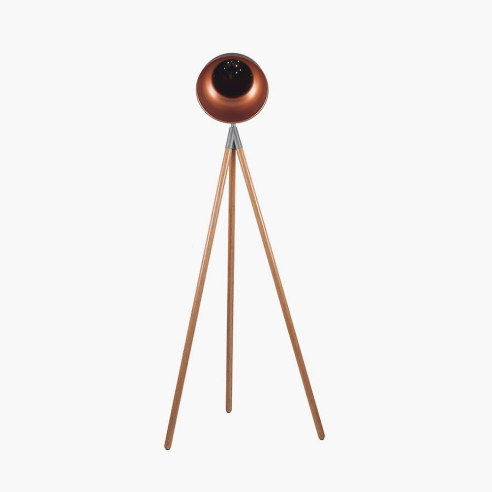 Larkin Grey Metal and Natural Wood Tripod Floor Film Light