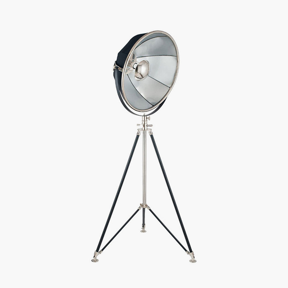 Elstree Black and Silver Metal Tripod Floor Lamp