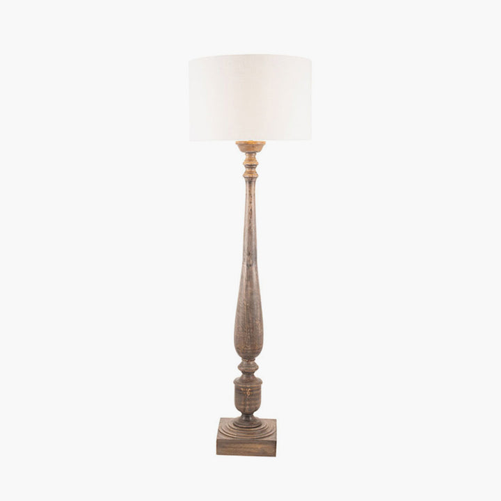 Alia Grey Wash Turned Mango Wood Floor Lamp Base