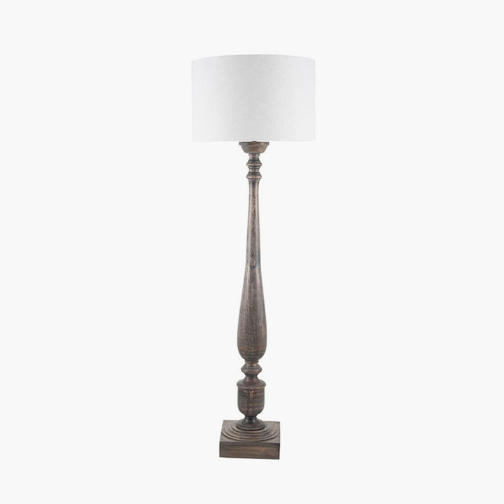 Alia Grey Wash Turned Mango Wood Floor Lamp Base