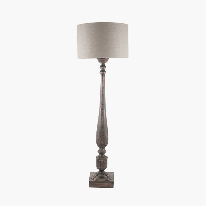 Alia Grey Wash Turned Mango Wood Floor Lamp Base