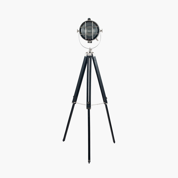 Beckett Black and Silver Tripod Marine Floor Lamp