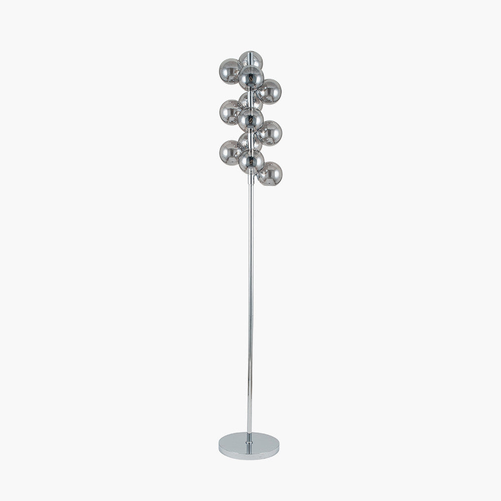 Vecchio Smoke Glass Orb and Chrome Floor Lamp