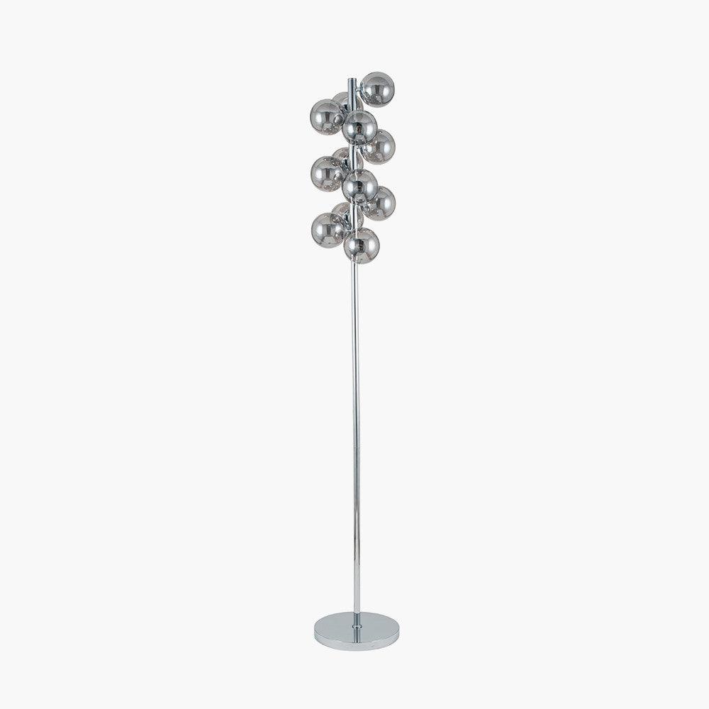 Vecchio Smoke Glass Orb and Chrome Floor Lamp