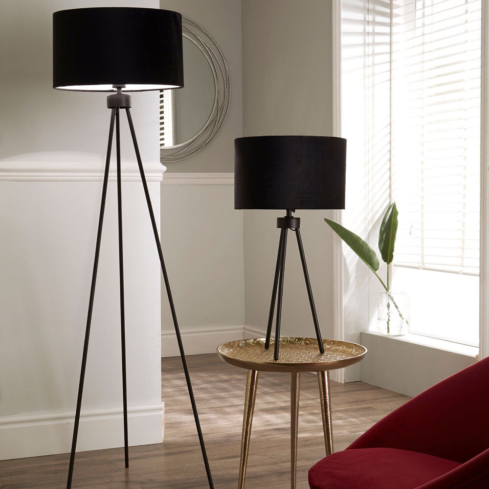 Houston Matt Black Metal Tripod Floor Lamp