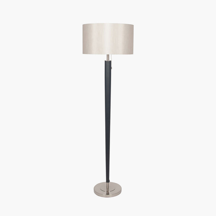 Lowry Brushed Silver and Matt Black Metal Floor Lamp